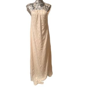 Everleigh from anthropologie Large ivory lace halter maxi dress lined